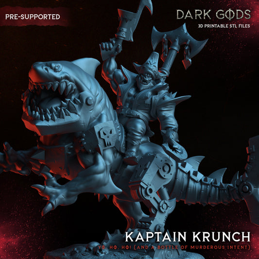 Ork Pirate - Kaptain Krunch - by Dark Gods- Tabletop RPG Miniature - Roleplaying 3D Printed Fantasy Mini