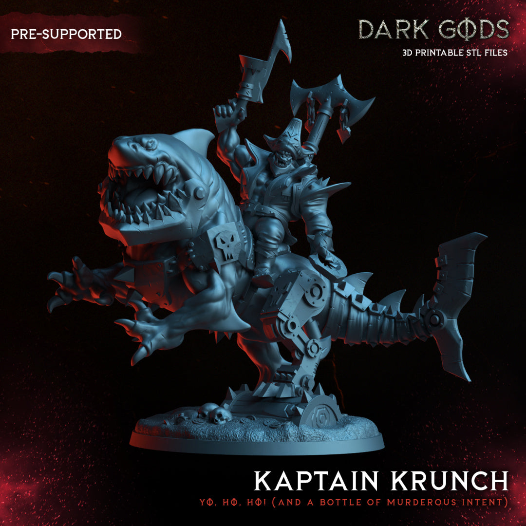 Ork Pirate - Kaptain Krunch - by Dark Gods- Tabletop RPG Miniature - Roleplaying 3D Printed Fantasy Mini