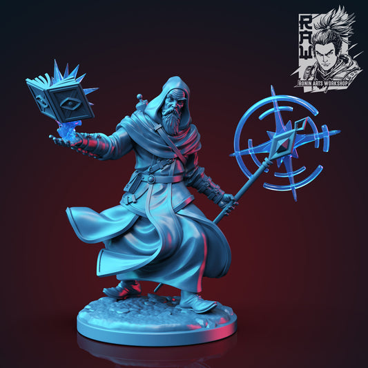 Kasimeer the Wizard - Idle and Action Pose - Dungeons and Dragons - by Raw - Tabletop RPG Miniature - Roleplaying 3D Printed Fantasy Mini