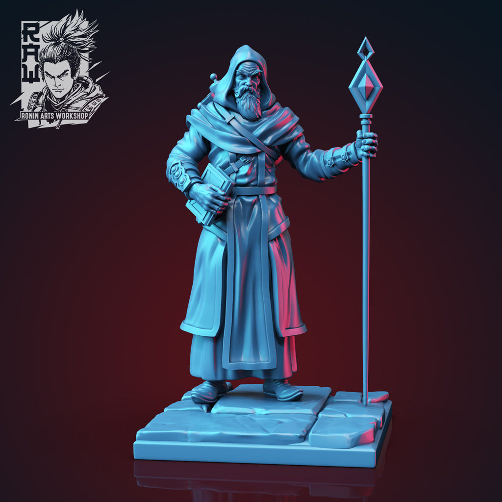 Kasimeer the Wizard - Idle and Action Pose - Dungeons and Dragons - by Raw - Tabletop RPG Miniature - Roleplaying 3D Printed Fantasy Mini