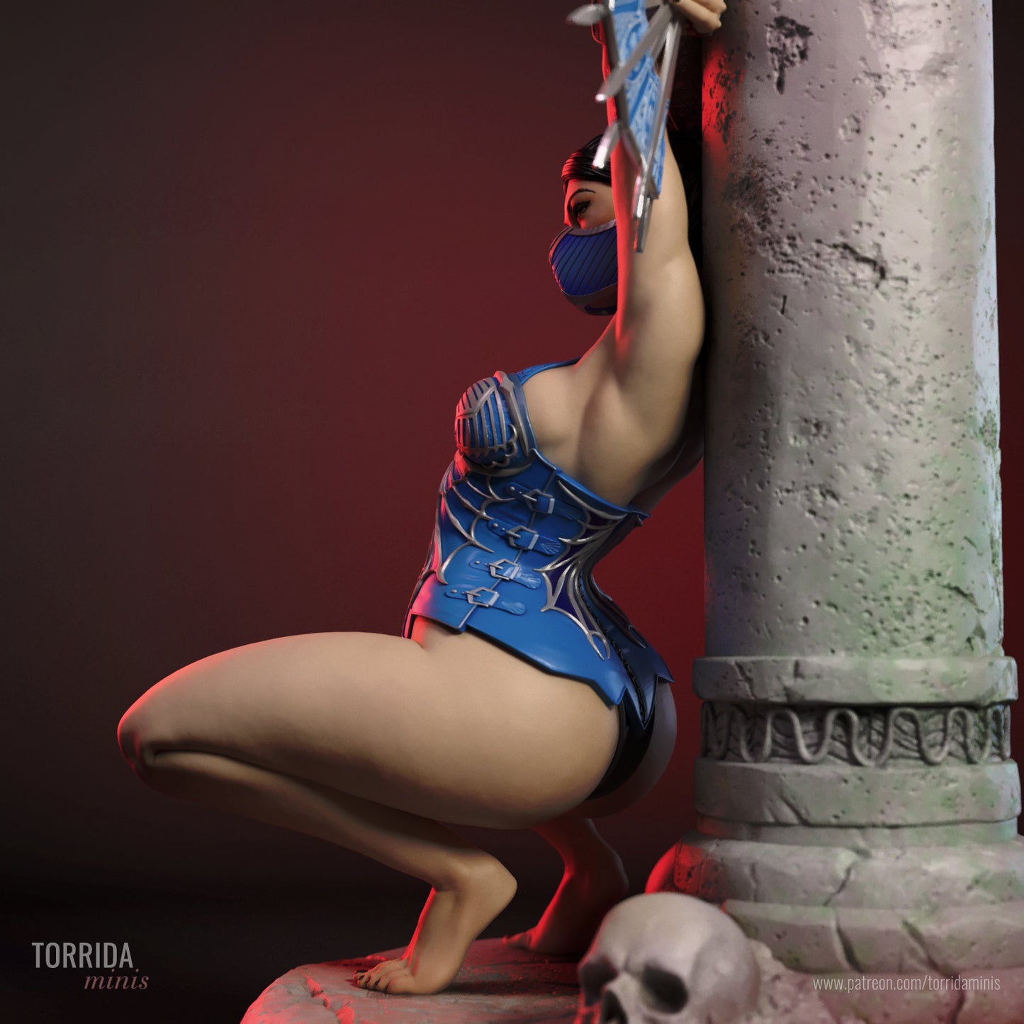 Kitana Sculpture (75mm to 500mm)MK - Unassembled/Unpainted/3D Print