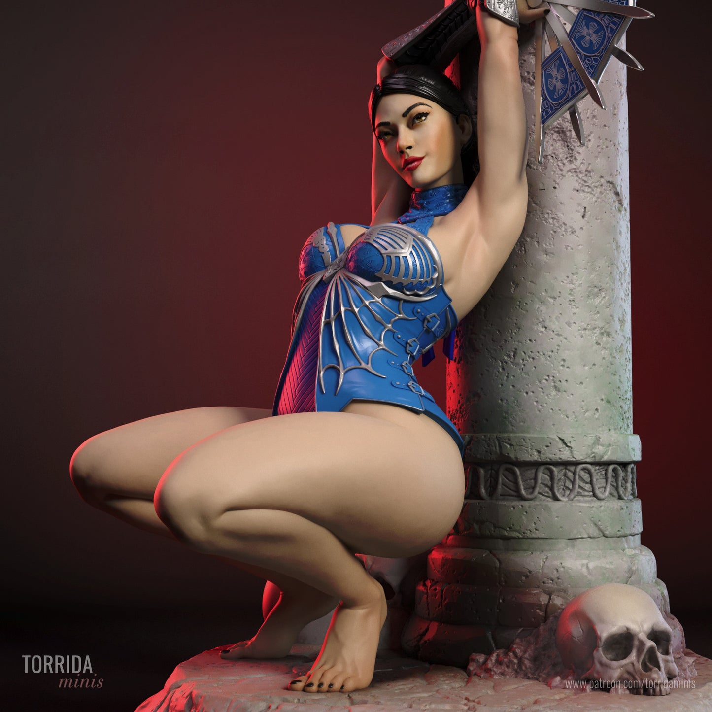 Kitana Sculpture (75mm to 500mm)MK - Unassembled/Unpainted/3D Print
