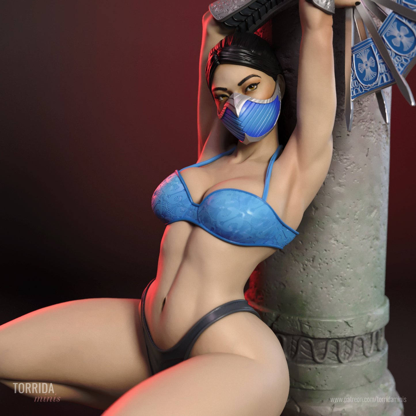 Kitana Sculpture (75mm to 500mm)MK - Unassembled/Unpainted/3D Print
