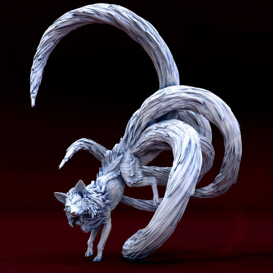 Kitsune - Pose 2 - by Mini Monster Mayhem- Tabletop RPG Miniature - Roleplaying 3D Printed Fantasy Mini