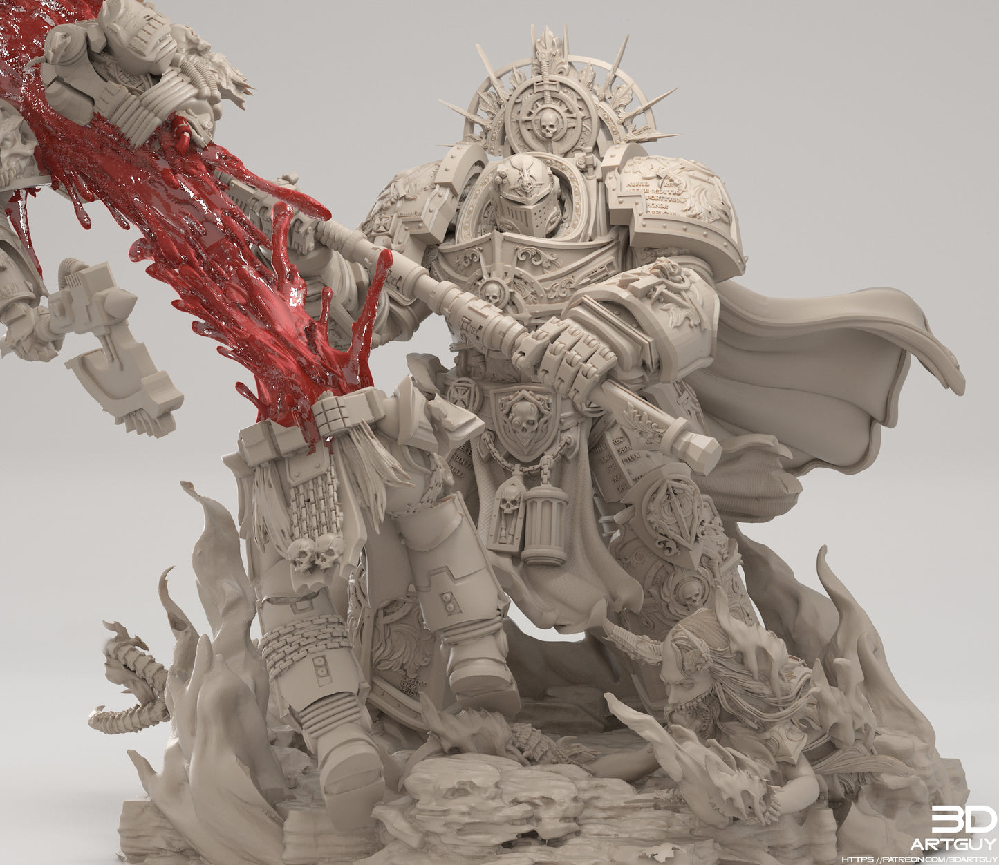 Knight of Purity of Diorama&nbsp;- Compatible with Warhammer 40K - by 3Dartguy- Tabletop RPG Miniature - Roleplaying 3D Printed Fantasy Mini