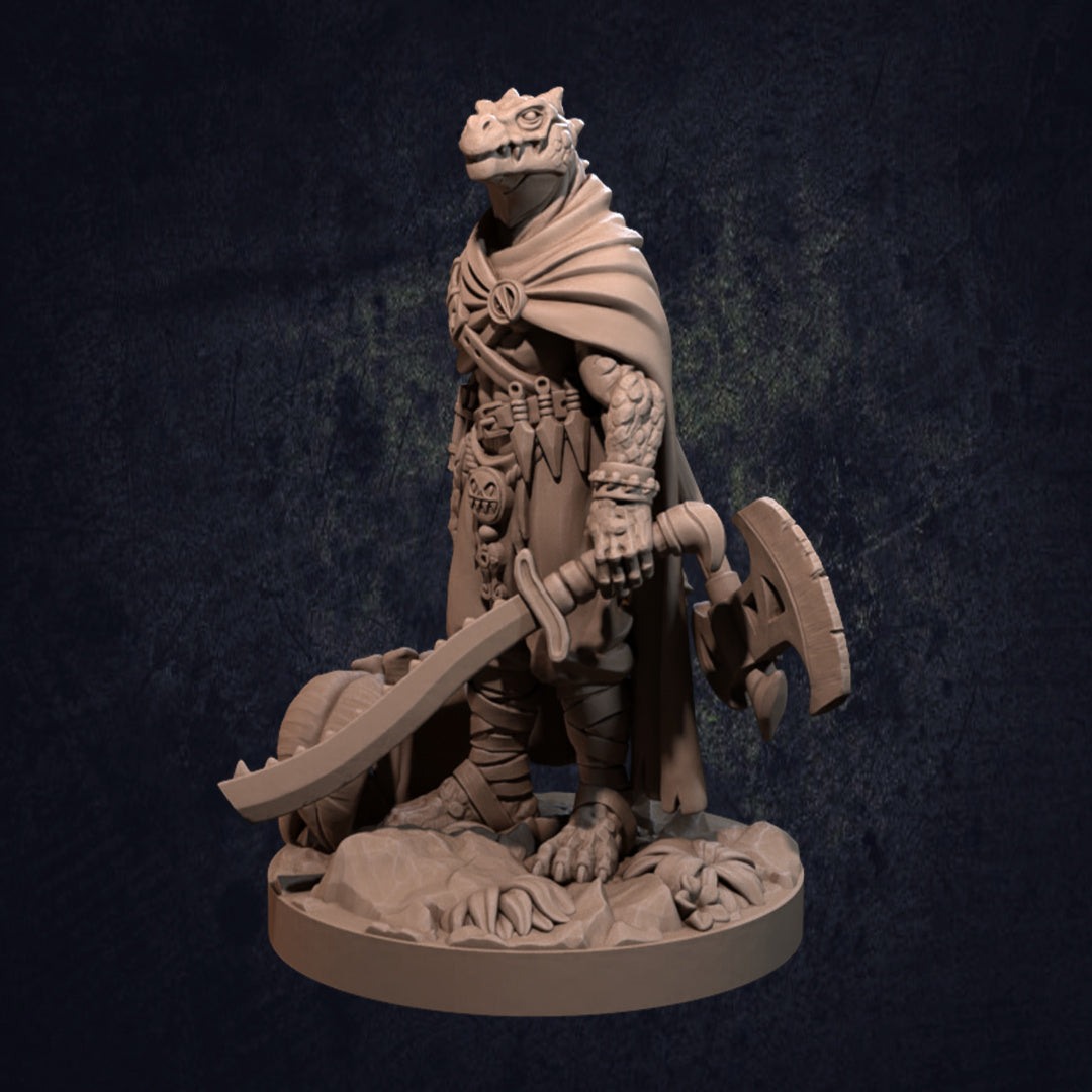 Koa Lizardfolk Barbarian - Lizardmen - Dungeons and Dragons - by Dragon Trappers Lodge- Tabletop RPG Miniature - Roleplaying 3D Printed Fantasy Mini