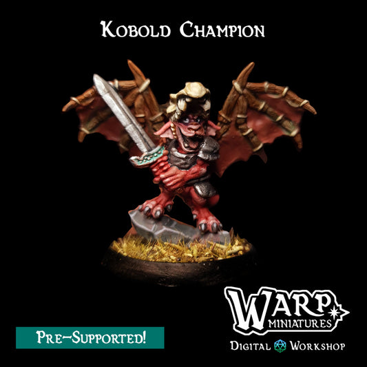 Kobold Champion - Dungeons and Dragons - by Warp Minis- Tabletop RPG Miniature - Roleplaying 3D Printed Fantasy Mini