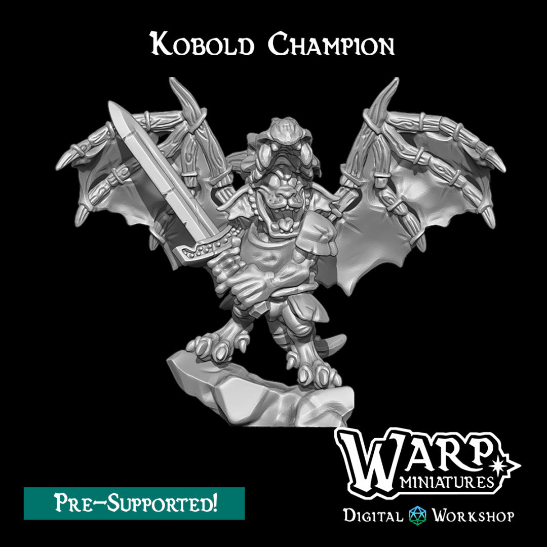 Kobold Champion - Dungeons and Dragons - by Warp Minis- Tabletop RPG Miniature - Roleplaying 3D Printed Fantasy Mini