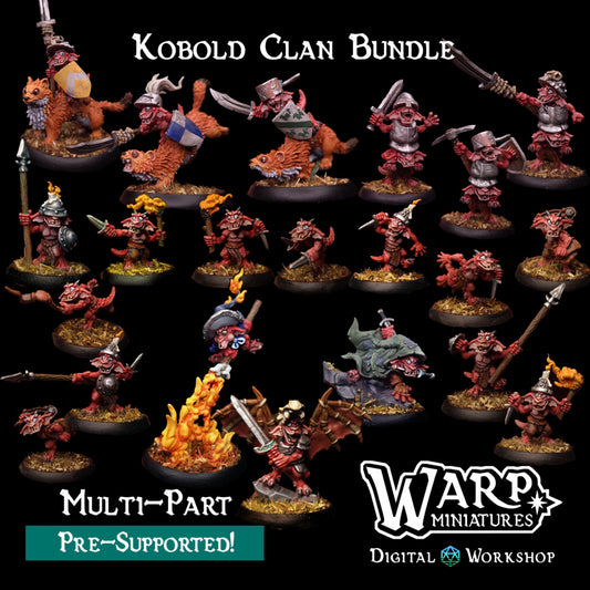 Kobold Clan Bundle - Dungeons and Dragons - by Warp Minis- Tabletop RPG Miniature - Roleplaying 3D Printed Fantasy Mini