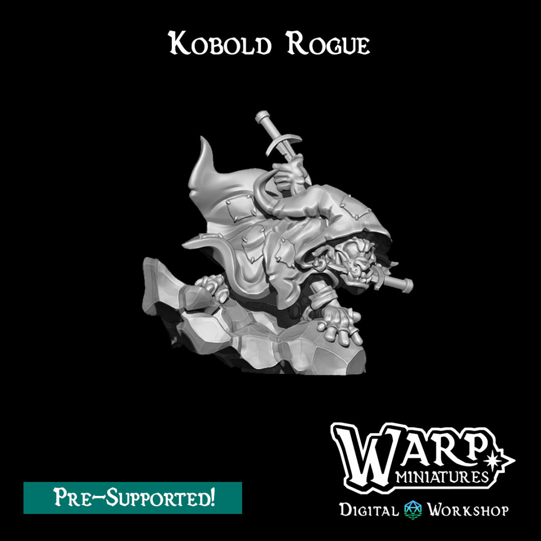 Kobold Rogue - Dungeons and Dragons - by Warp Minis- Tabletop RPG Miniature - Roleplaying 3D Printed Fantasy Mini