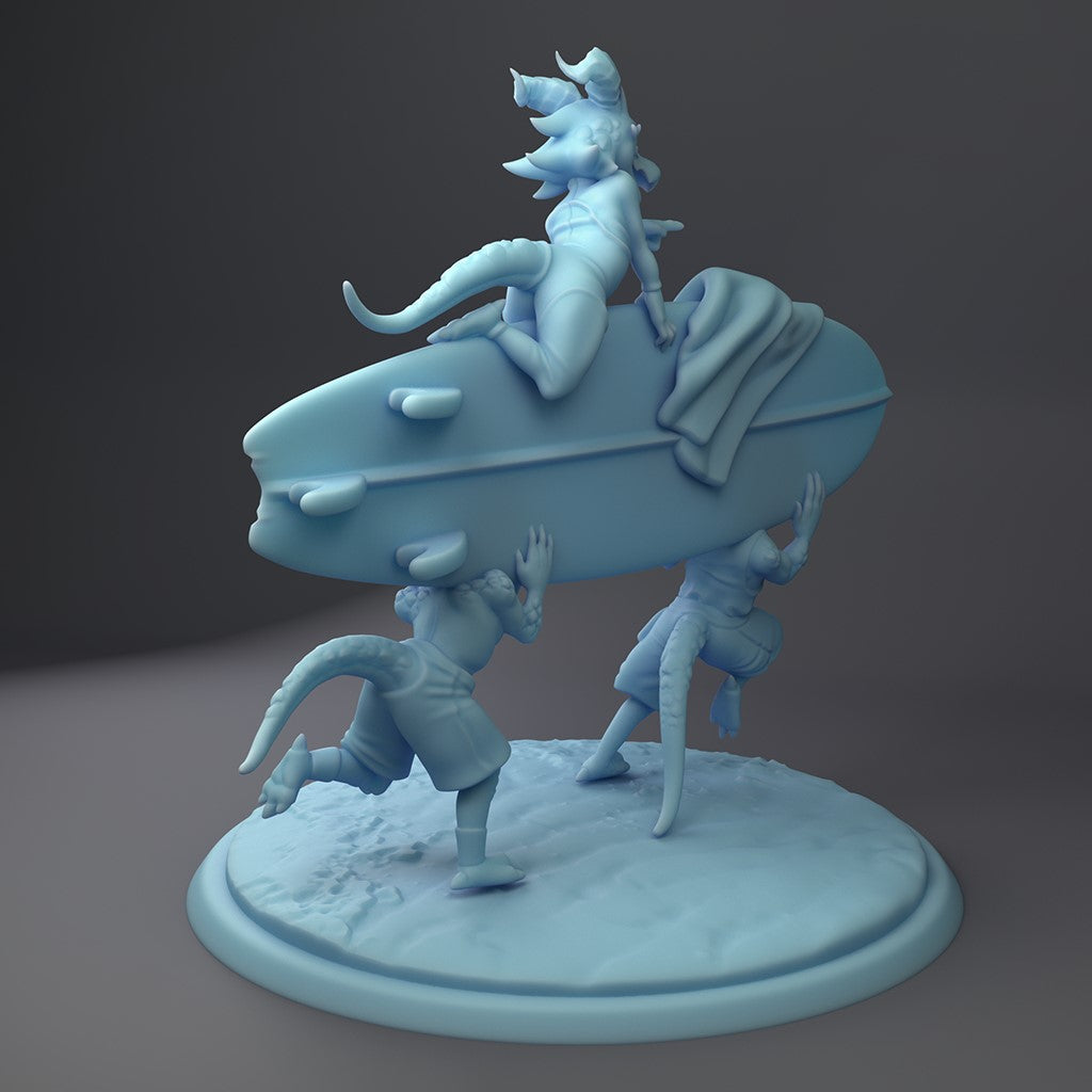 Kobold Surfers   - by Twin Raven - Tabletop RPG Miniature - Roleplaying 3D Printed Fantasy Mini