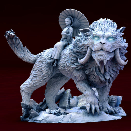 Komainu/ Foo Lion with Rider - by Mini Monster Mayhem- Tabletop RPG Miniature - Roleplaying 3D Printed Fantasy Mini