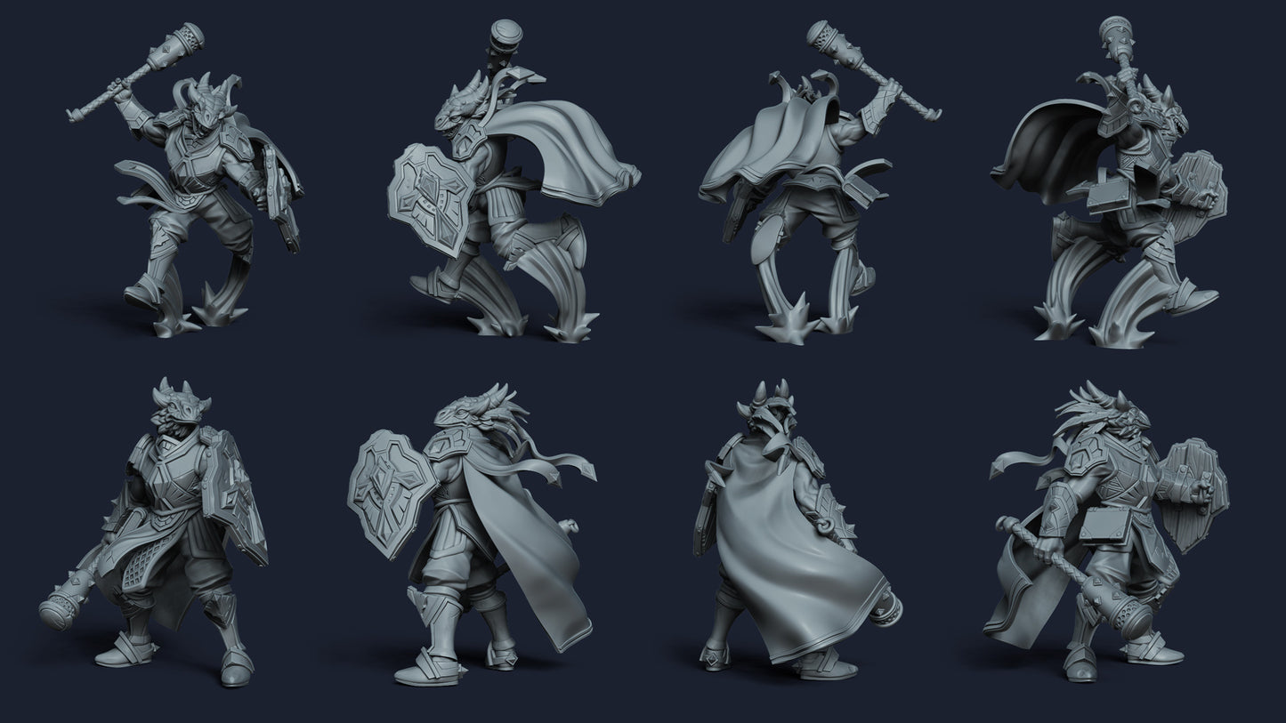 Korgor The Paladin - Idle and Action Pose - by RAW - Tabletop RPG Miniature - Roleplaying 3D Printed Fantasy Mini