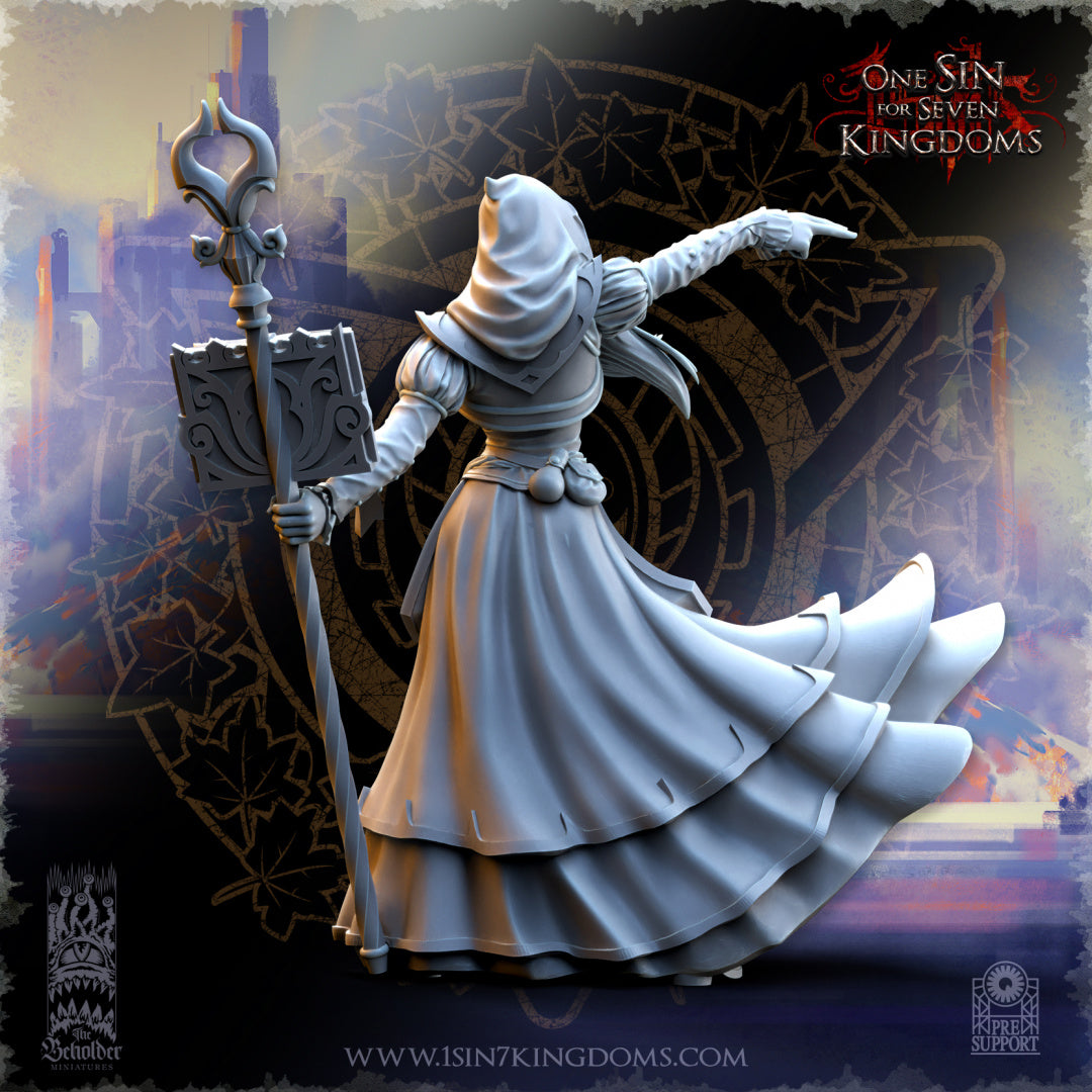 Kythaela, Elven Wizard - by Tainted Windmill - Tabletop RPG Miniature - Roleplaying 3D Printed Fantasy Mini