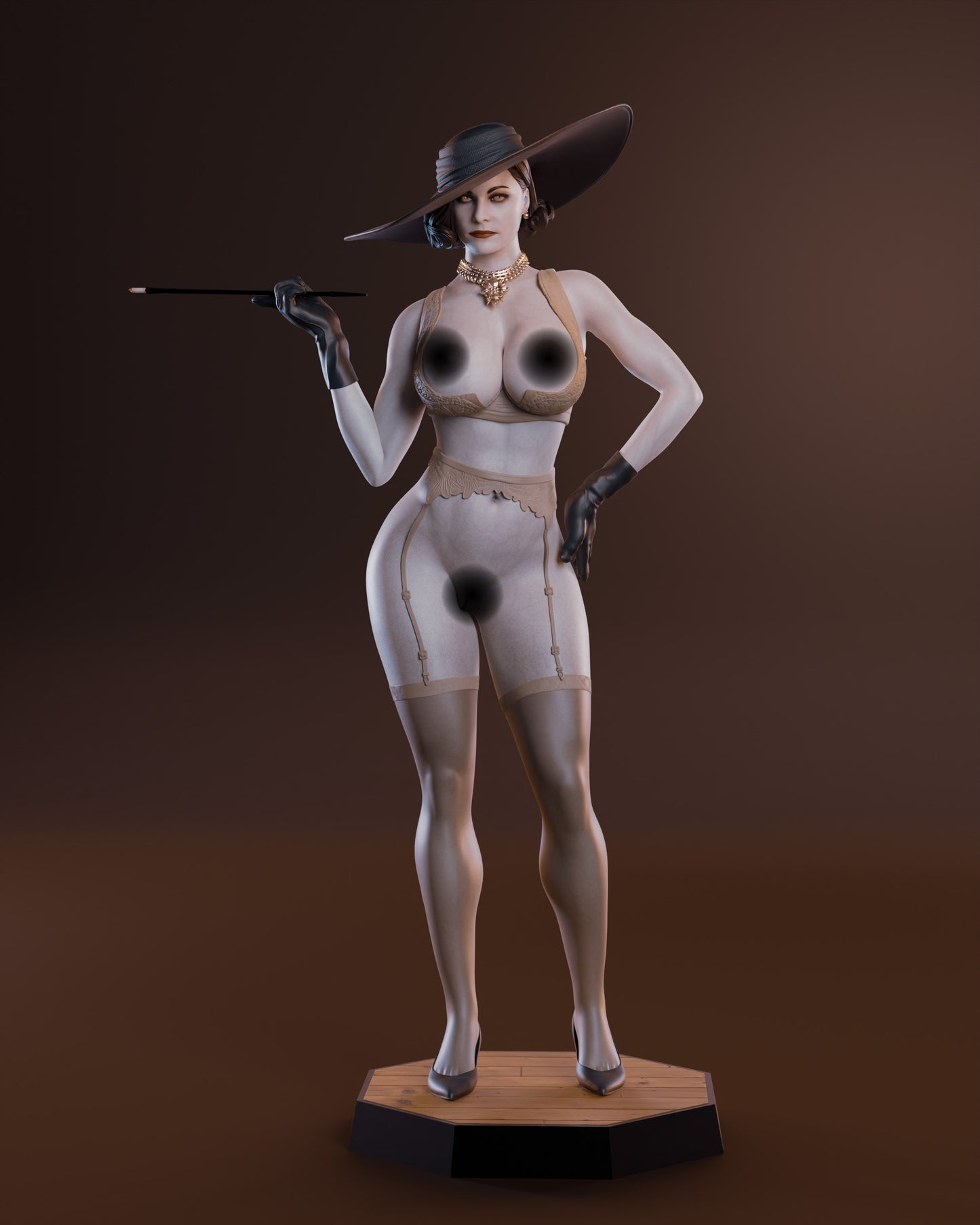 Lady Dimitrescu NSFW Sculpture (75mm to 500mm) - Unassembled/Unpainted/3D Print