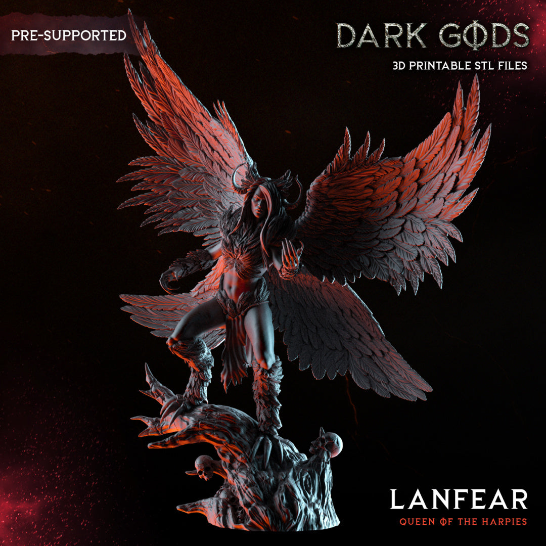 Lanfear The Harpy Queen - Demon Queen - by Dark Gods- Tabletop RPG Miniature - Roleplaying 3D Printed Fantasy Mini