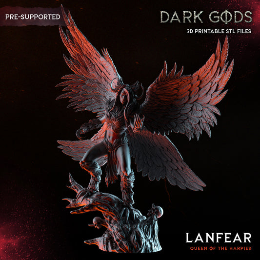 Lanfear The Harpy Queen - Demon Queen - by Dark Gods- Tabletop RPG Miniature - Roleplaying 3D Printed Fantasy Mini