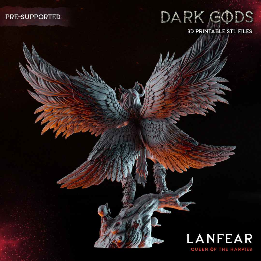 Lanfear The Harpy Queen - Demon Queen - by Dark Gods- Tabletop RPG Miniature - Roleplaying 3D Printed Fantasy Mini