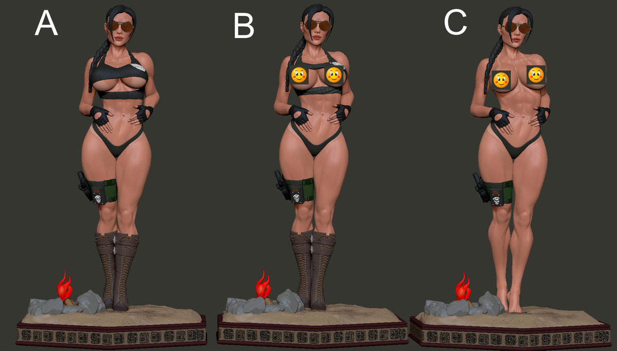 Lara Croft SFW/NSFW Sculpture (75mm to 500mm) - Unassembled/Unpainted/3D Print