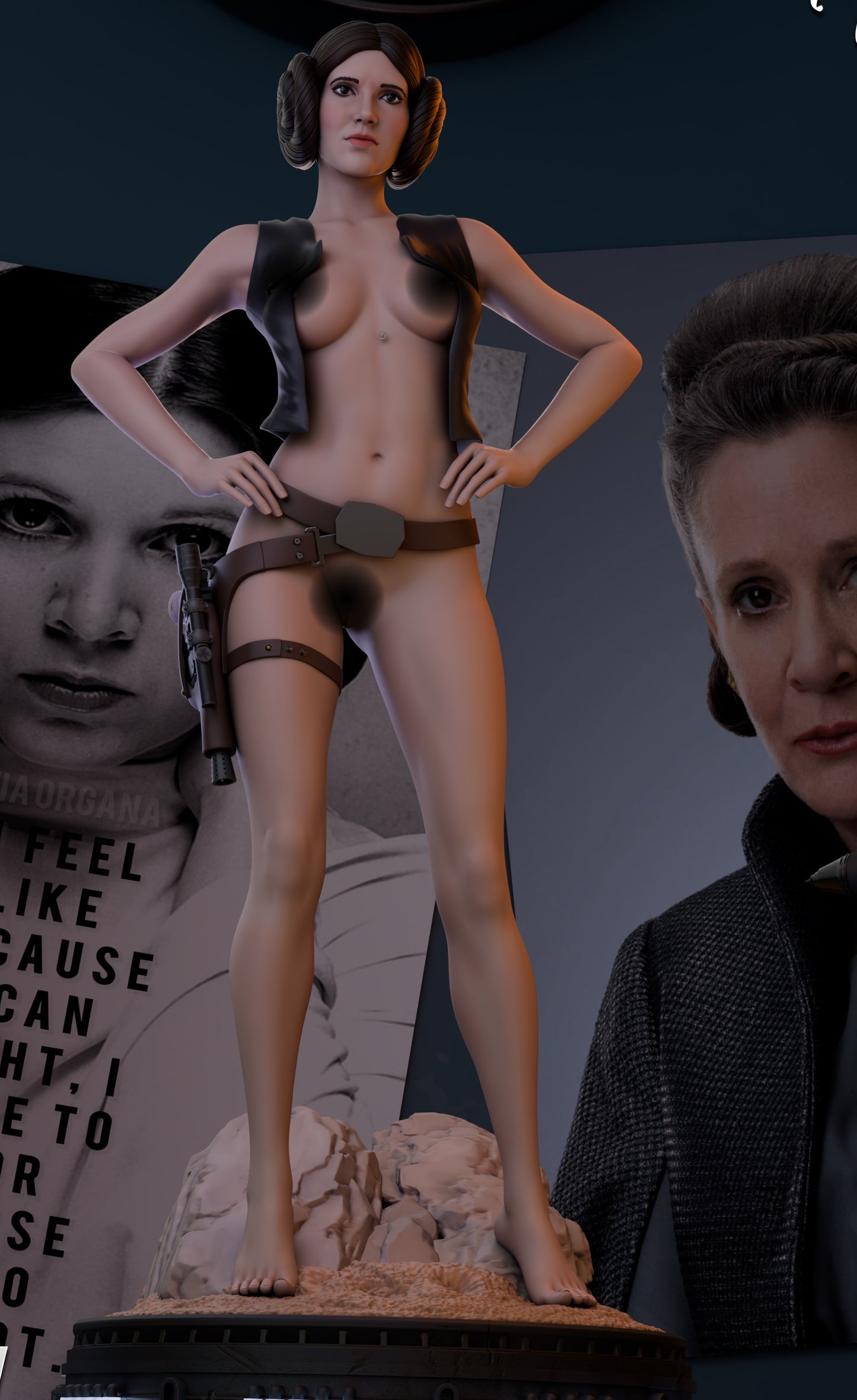 Leia Organa NSFW Sculpture (75mm to 500mm) - Unassembled/Unpainted/3D Print