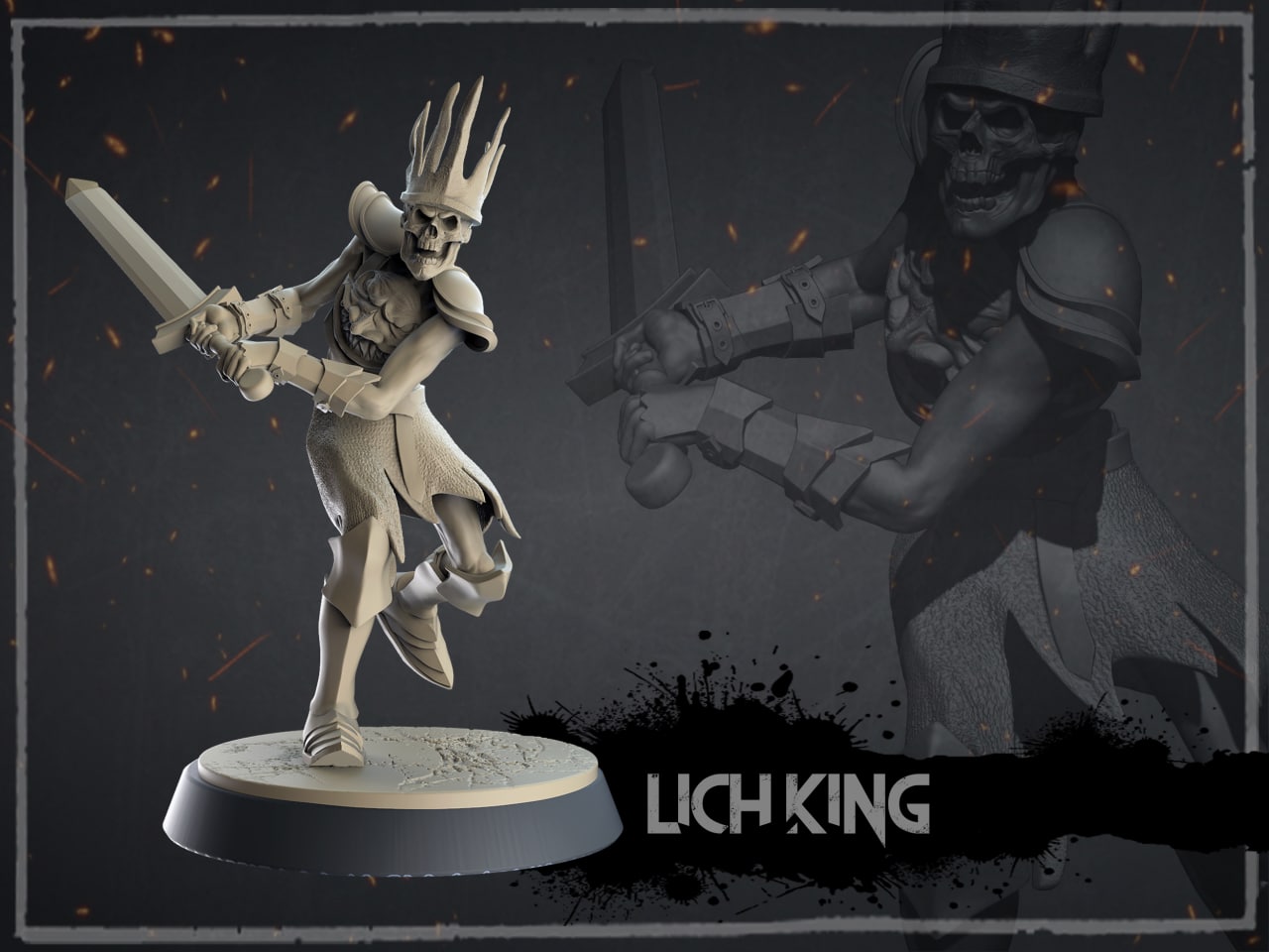 Lich King - Undead - by Dungeons and Dragons - Tabletop RPG Miniature - Roleplaying 3D Printed Fantasy Mini