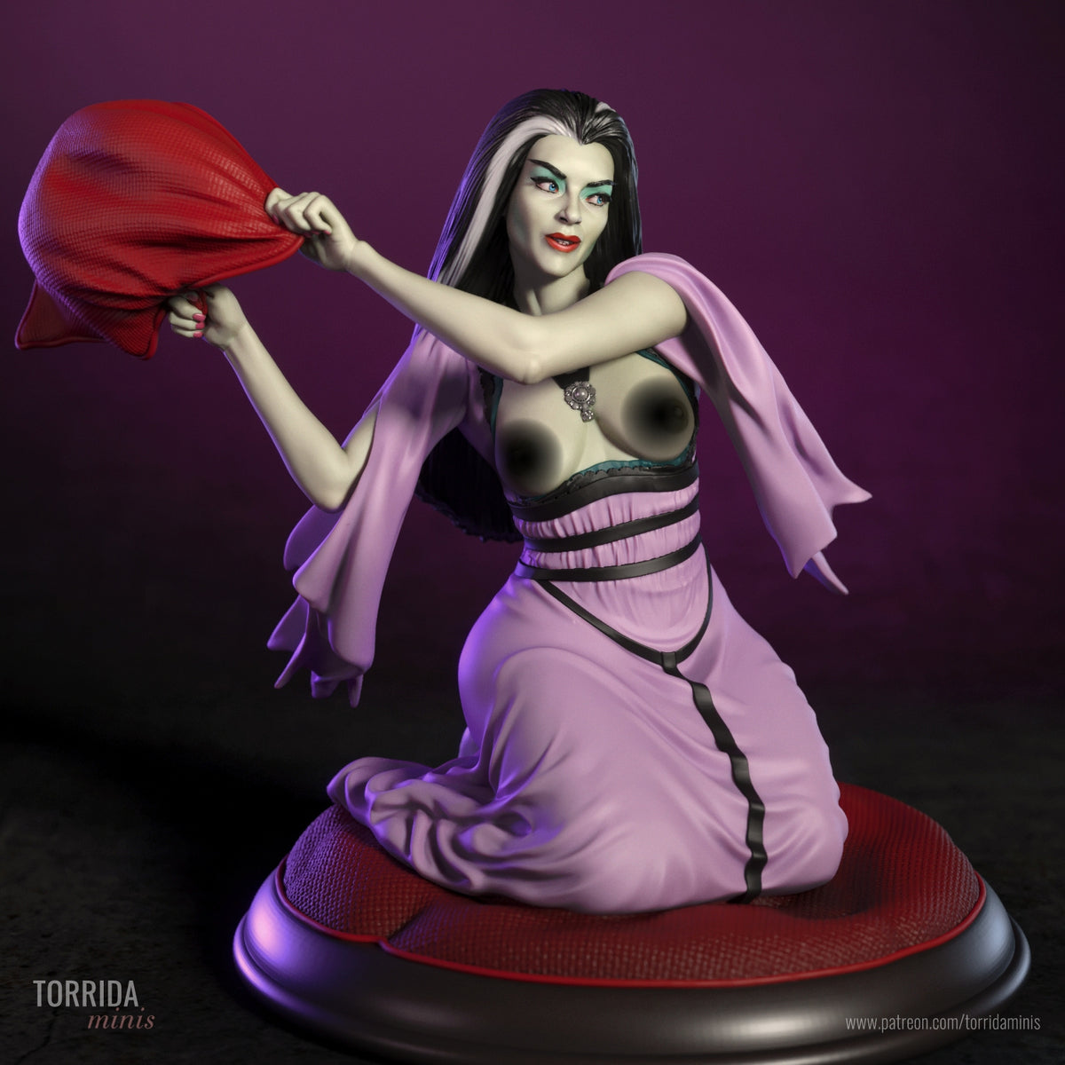 Lily Munster NSFW Sculpture (75mm - 300mm) Unpainted / Unassembled / 3D Printed