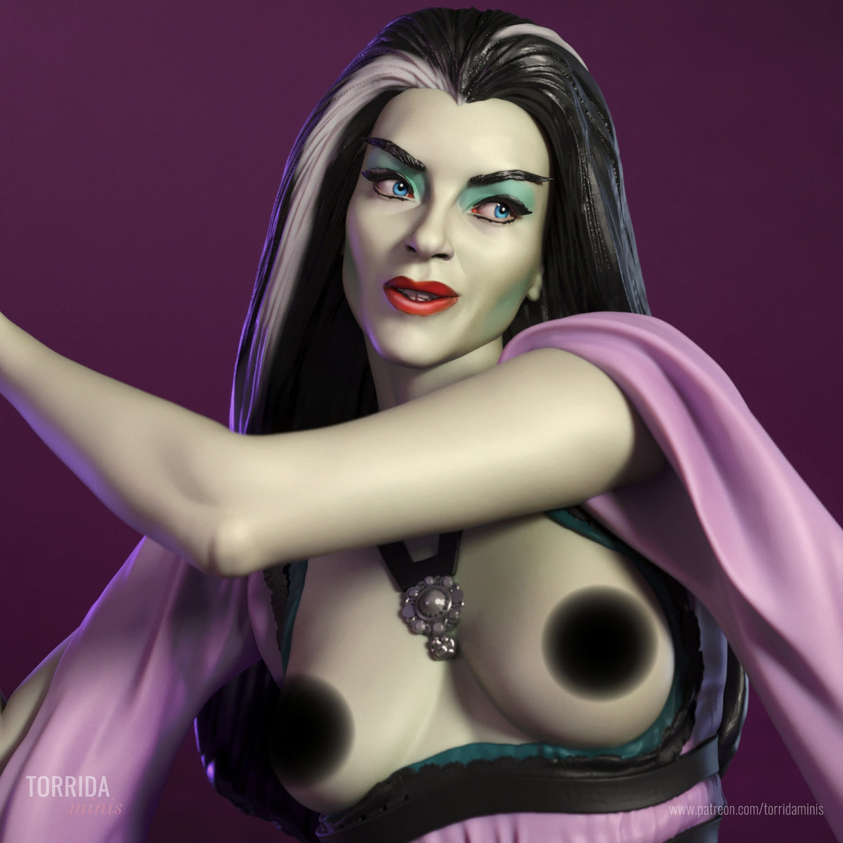 Lily Munster NSFW Sculpture (75mm - 300mm) Unpainted / Unassembled / 3D Printed