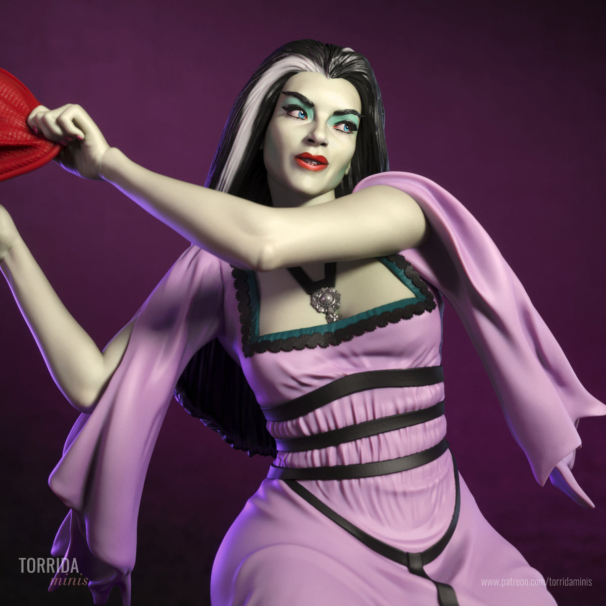 Lily Munster Sculpture (75mm - 300mm) Unpainted / Unassembled / 3D Printed