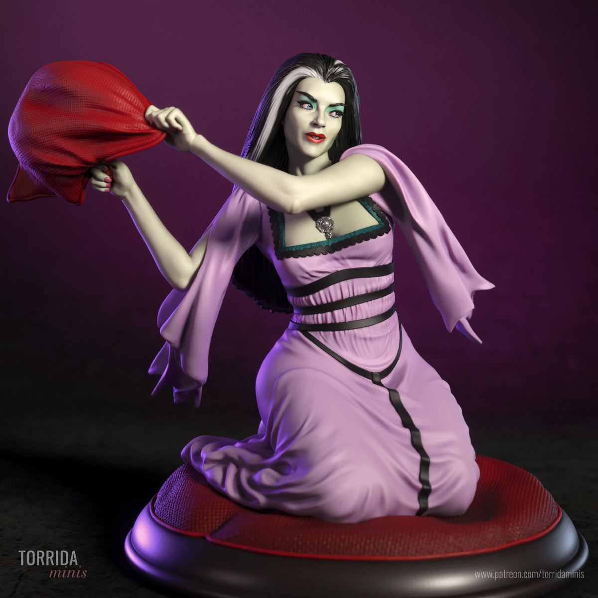 Lily Munster Sculpture (75mm - 300mm) Unpainted / Unassembled / 3D Printed