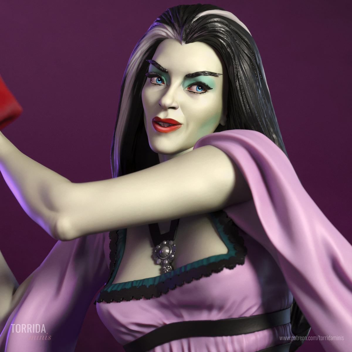 Lily Munster Sculpture (75mm - 300mm) Unpainted / Unassembled / 3D Printed