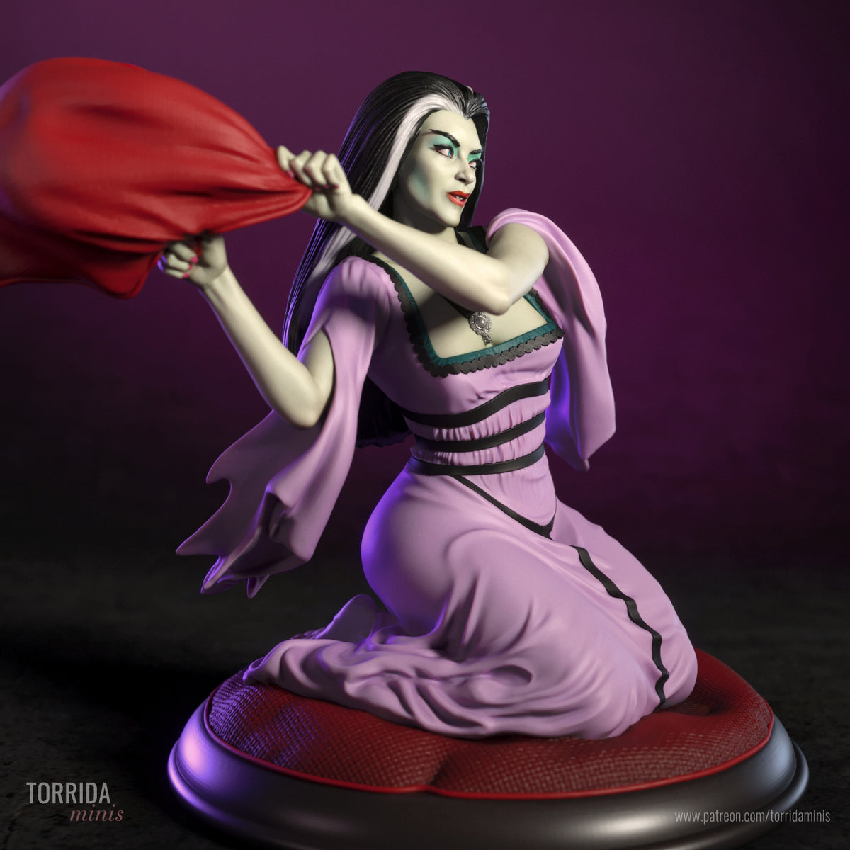 Lily Munster Sculpture (75mm - 300mm) Unpainted / Unassembled / 3D Printed