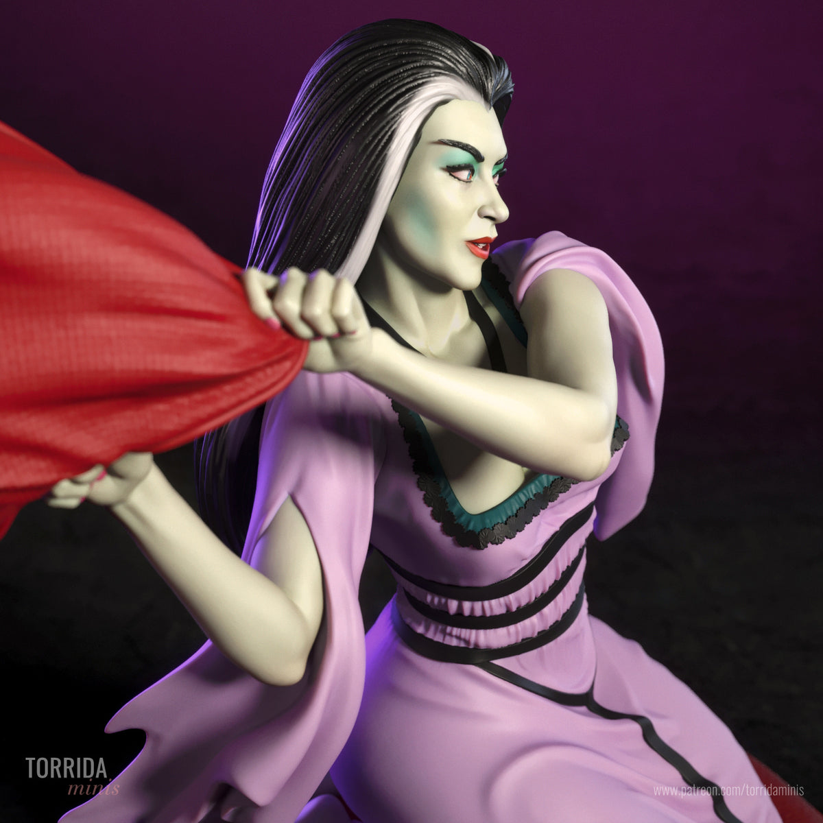 Lily Munster Sculpture (75mm - 300mm) Unpainted / Unassembled / 3D Printed