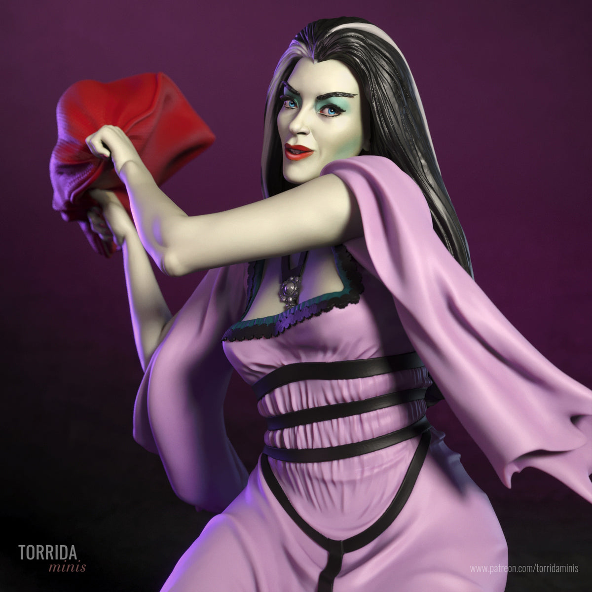 Lily Munster Sculpture (75mm - 300mm) Unpainted / Unassembled / 3D Printed
