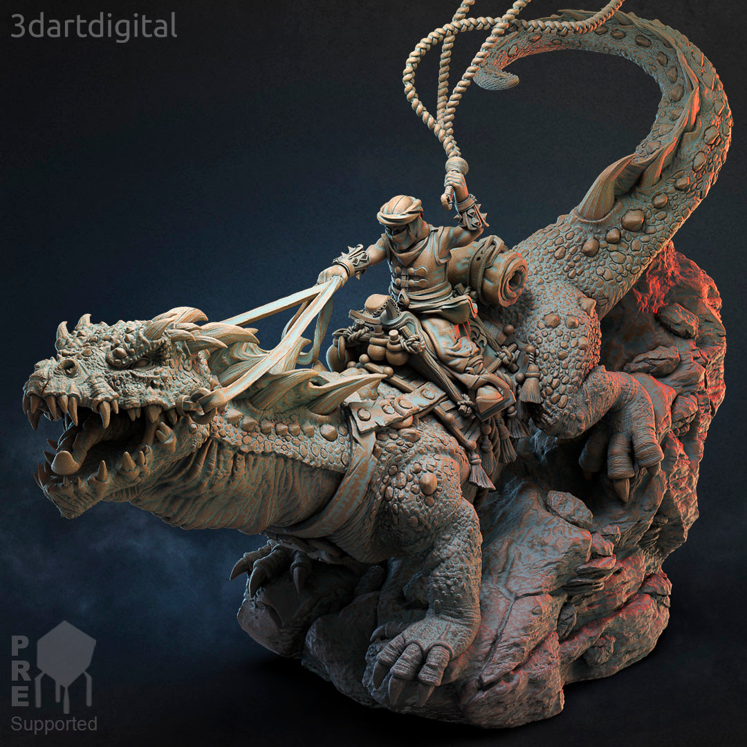 Lizard Rider - Calvary - by 3DartDigital- Tabletop RPG Miniature - Roleplaying 3D Printed Fantasy Mini