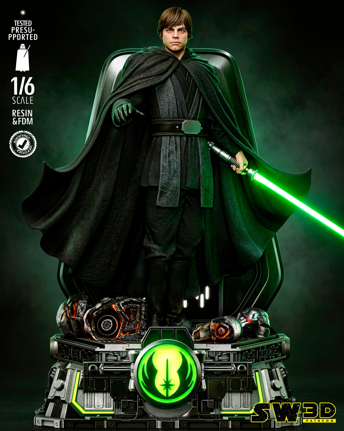 Luke Skywalker Sculpture (75mm to 500mm) - Unassembled/Unpainted/3D Print