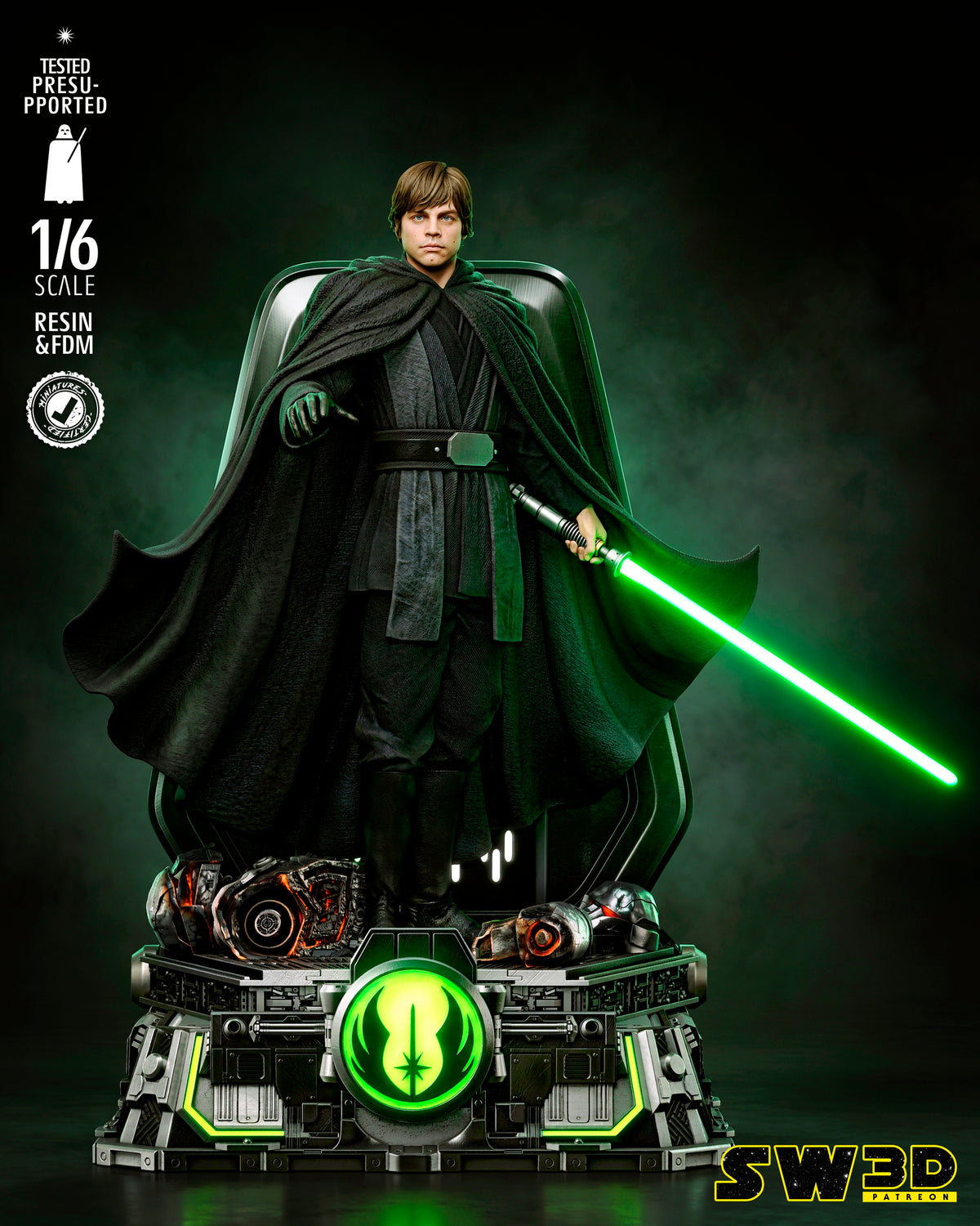 Luke Skywalker Sculpture (75mm to 500mm) - Unassembled/Unpainted/3D Print