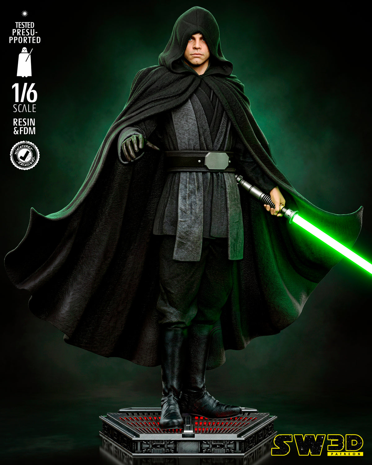 Luke Skywalker Sculpture (75mm to 500mm) - Unassembled/Unpainted/3D Print