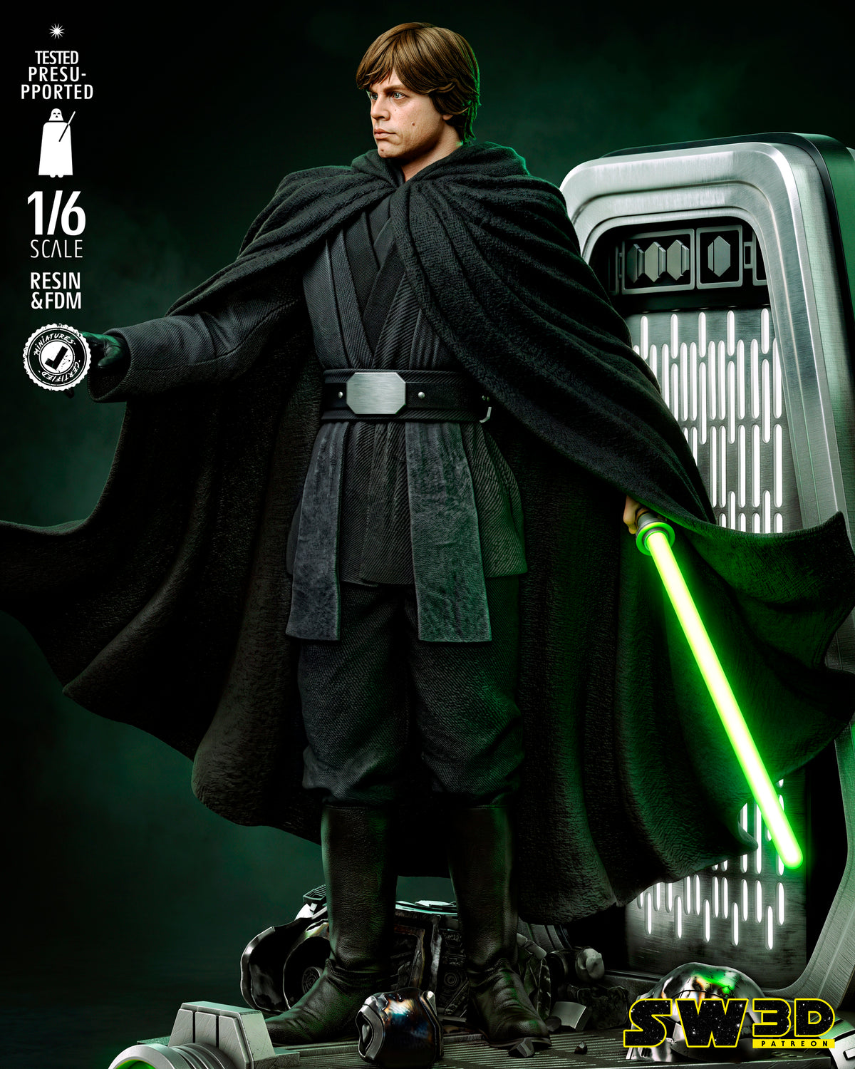 Luke Skywalker Sculpture (75mm to 500mm) - Unassembled/Unpainted/3D Print
