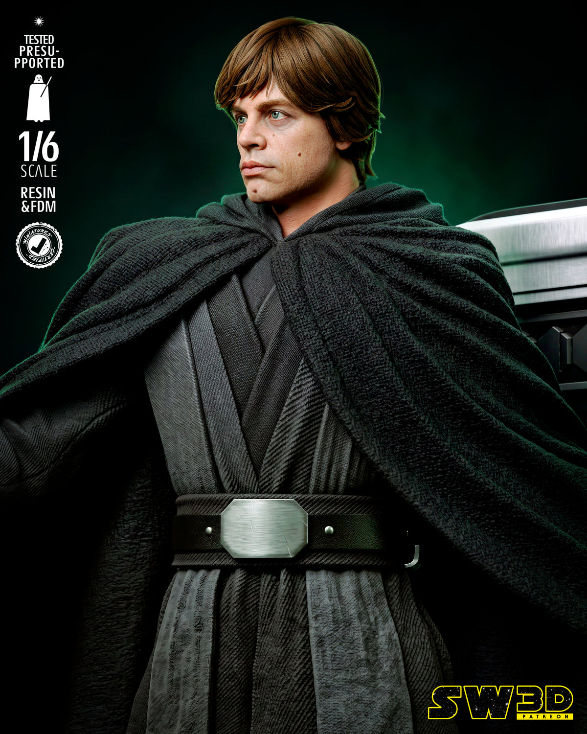 Luke Skywalker Sculpture (75mm to 500mm) - Unassembled/Unpainted/3D Print