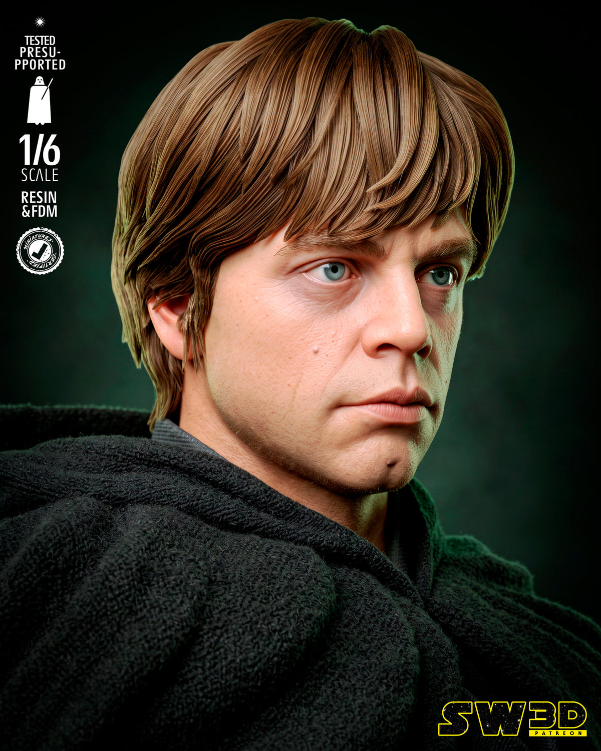 Luke Skywalker Sculpture (75mm to 500mm) - Unassembled/Unpainted/3D Print