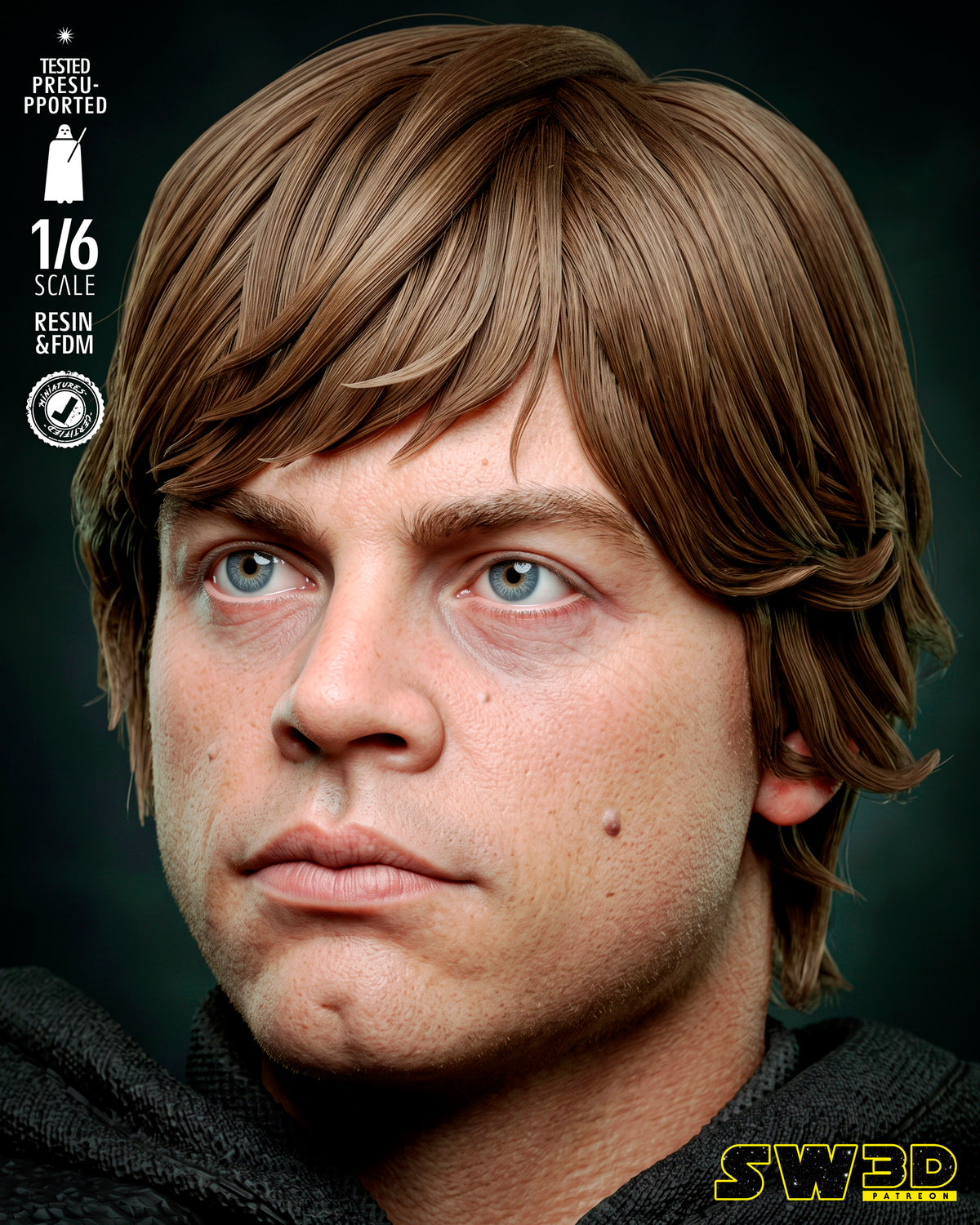 Luke Skywalker Sculpture (75mm to 500mm) - Unassembled/Unpainted/3D Print