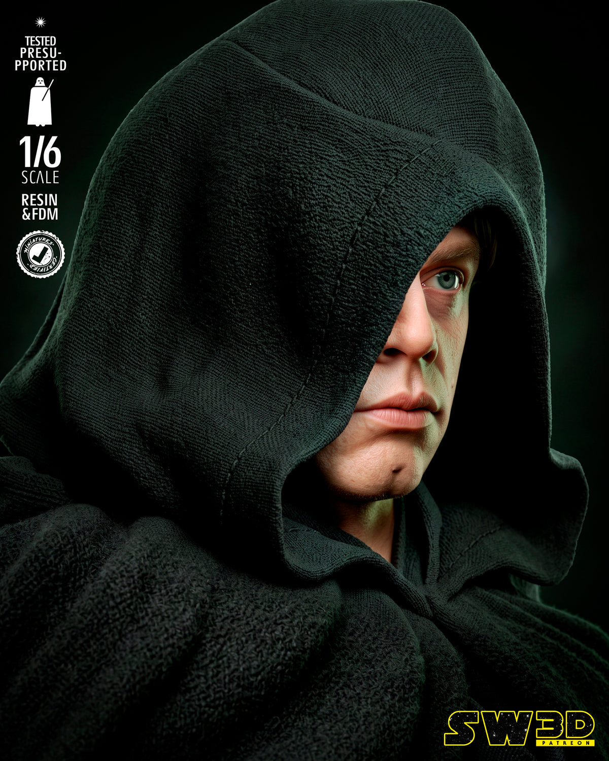 Luke Skywalker Sculpture (75mm to 500mm) - Unassembled/Unpainted/3D Print