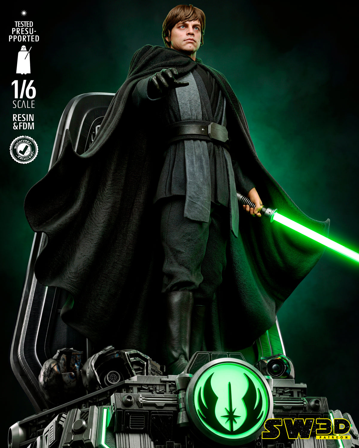 Luke Skywalker Sculpture (75mm to 500mm) - Unassembled/Unpainted/3D Print