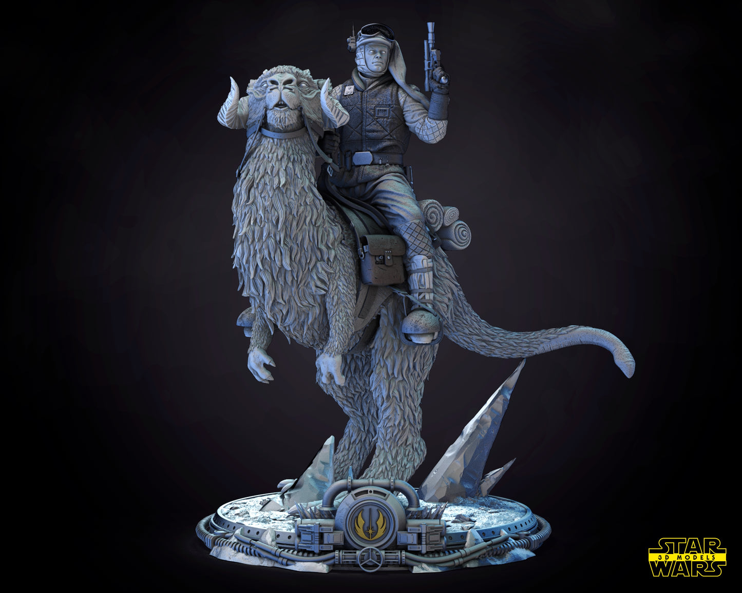 Luke Skywalker on TaunTaun Sculpture - by Star Wars 3D - Tabletop RPG Miniature - Roleplaying 3D Printed Fantasy Mini