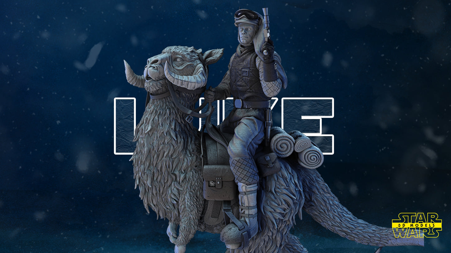 Luke Skywalker on TaunTaun Sculpture - by Star Wars 3D - Tabletop RPG Miniature - Roleplaying 3D Printed Fantasy Mini