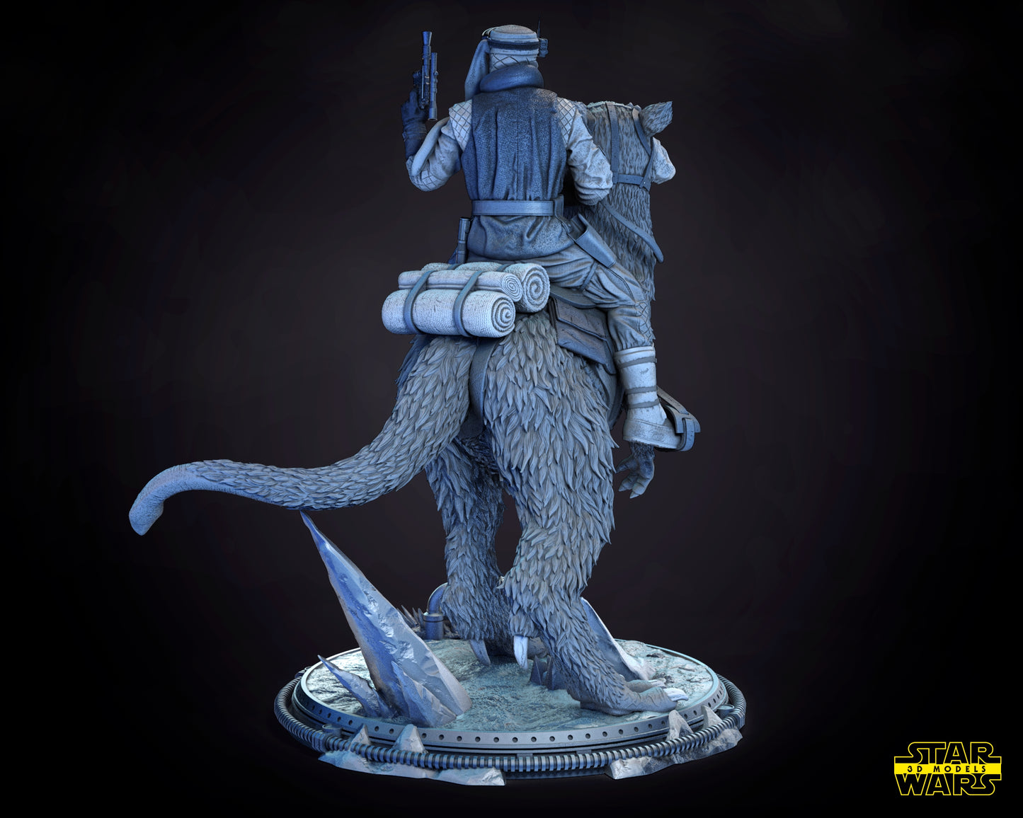 Luke Skywalker on TaunTaun Sculpture - by Star Wars 3D - Tabletop RPG Miniature - Roleplaying 3D Printed Fantasy Mini