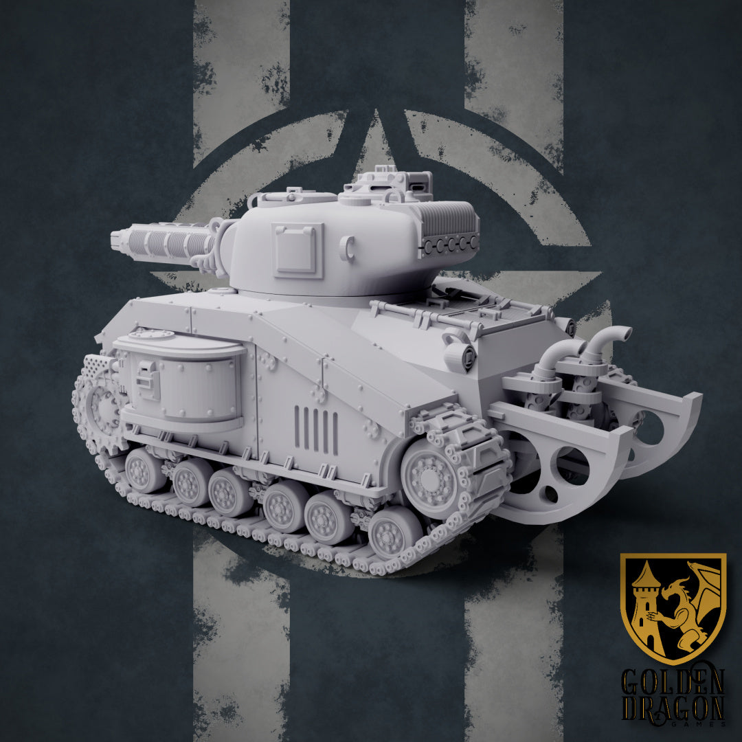 M40 "Sherman Russ" Battle Tank - by Golden Dragon - Tabletop RPG Miniature - Roleplaying 3D Printed Fantasy Mini