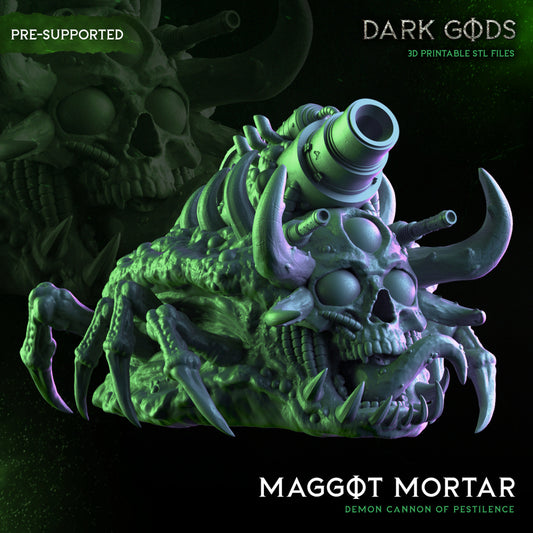 Maggot Mortar - Demon Cannon of Pestilence - by Dark Gods- Tabletop RPG Miniature - Roleplaying 3D Printed Fantasy Mini