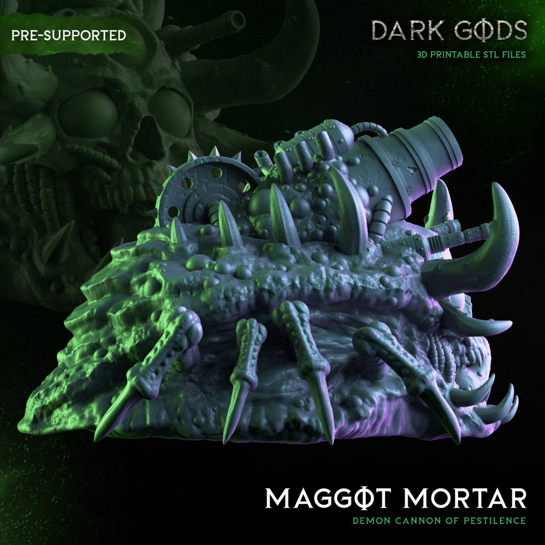 Maggot Mortar - Demon Cannon of Pestilence - by Dark Gods- Tabletop RPG Miniature - Roleplaying 3D Printed Fantasy Mini