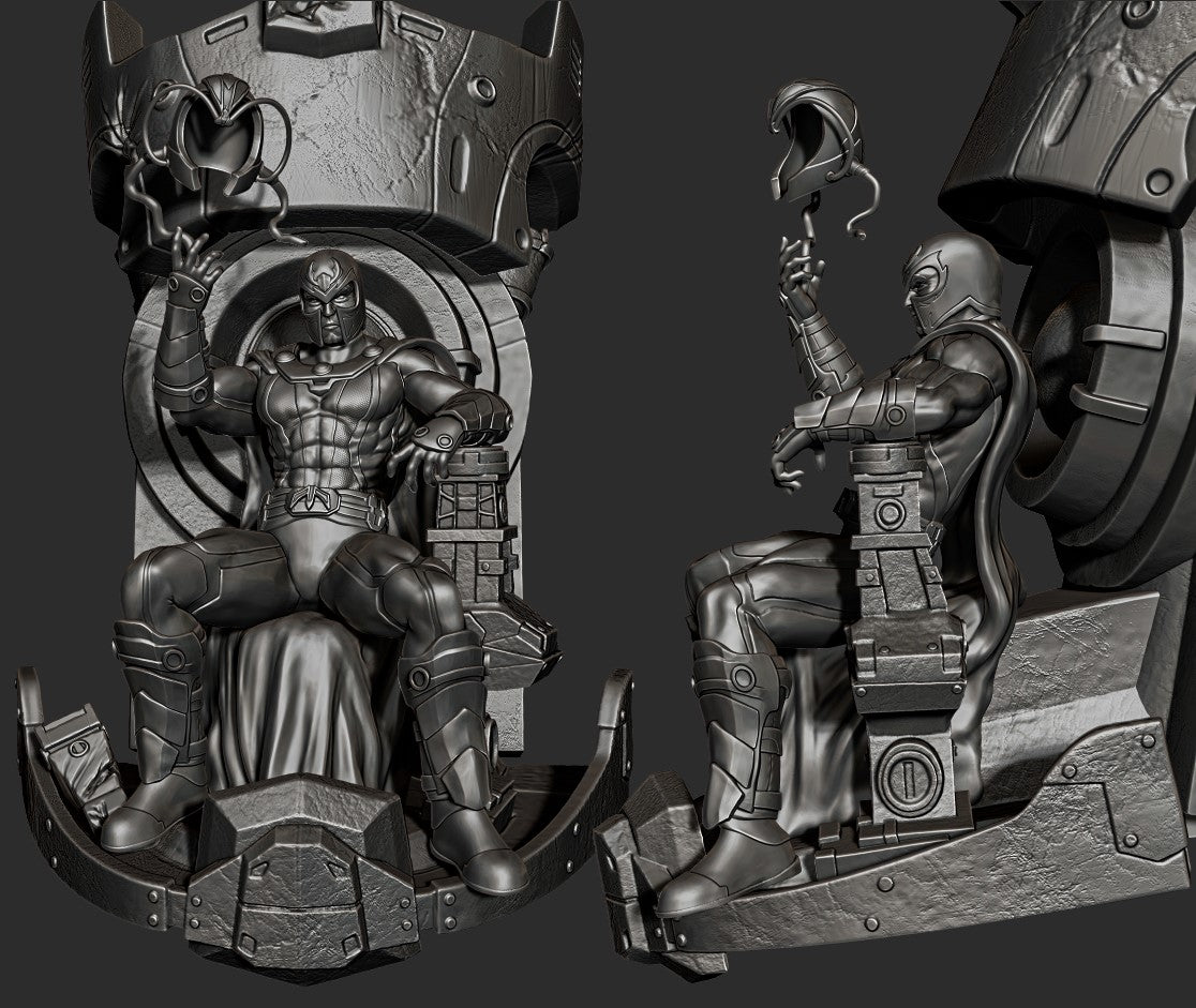 Magneto on Sentinal Throne Diorama - by OXO3D Figures - Tabletop RPG Miniature - Roleplaying 3D Printed Fantasy Mini